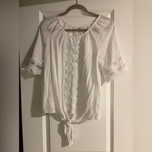 Cato White Lace Accent Blouse